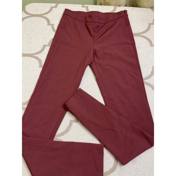 AKRIS slim stretch skinny viscose interior slit hem burgundy pants, size 4 - Picture 2 of 13